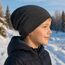 Wollhuhn Kinder Beanie – Zweilagige Longbeanie aus Jersey, wendbar & weich – innen grau – Handmade in Deutschland – ganzjährig (DE/NL/SE/PL, Numerisch, 56, 58, Einfarbig Dunkelgrau/Anthrazit)