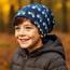 Wollhuhn Kinder Beanie – Zweilagige Longbeanie aus Jersey, wendbar & weich – innen grau – Handmade in Deutschland – ganzjährig (DE/NL/SE/PL, Numerisch, 56, 58, Traktor/Trecker Dunkelblau)