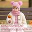 DRESHOW Kinder Wintermütze Warme Schal Schlupfmütze Strickmütze Kapuze Weiche Schalmütze mit Doppelt Bommel Pom Pom Beanie Mütze für Kleinkinder Jungen Mädchen 1-6 Jahre