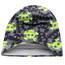 Wollhuhn Kinder Beanie – Zweilagige Longbeanie aus Jersey, wendbar & weich – innen grau – Handmade in Deutschland – ganzjährig (DE/NL/SE/PL, Numerisch, 56, 58, Skulls Grau/Lime)