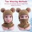 DRESHOW Kinder Wintermütze Warme Schal Schlupfmütze Strickmütze Kapuze Weiche Schalmütze mit Doppelt Bommel Pom Pom Beanie Mütze für Kleinkinder Jungen Mädchen 1-6 Jahre