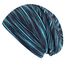 Wollhuhn Kinder Beanie – Zweilagige Longbeanie aus Jersey, wendbar & weich – mit Grauer Innenseite – Handmade in Deutschland – ganzjährig tragbar (Lines Türkis/Schwarz, L)