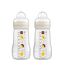 MAM Easy Active Trinkflasche im 2er-Set (270 ml), Baby Trinkflasche inklusive MAM Sauger Größe 1 aus SkinSoft Silikon, Milchflasche mit ergonomischer Form, 0+ Monate, Biene/Igel