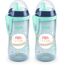NUK Kiddy Cup Night Trinkbecher für Kleinkinder | 12+ Monate | 300 ml | Auslaufsicheres, verstärktes Mundstück | Leuchtet im Dunkeln | Clip & Schutzkappe | BPA-frei | Blau (Packung mit 2)