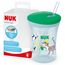 NUK Action Cup Trinkbecher Kinder | 12+ Monate | 230 ml | Drehdeckel mit weichem Strohhalm | auslaufsicher | BPA-frei | grüner Leopard