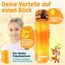 Funkelfuchs® - Trinkflasche für Kinder – 1000ml, Orange – Kohlensäure geeignet - 100% auslaufsicher - Wasserflasche spülmaschinenfest - für Kindergarten, Einschulung, Schule, Sport