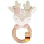 Bieco Baby Ringrassel | Hirsch Ø 10 cm | Länge 17 cm | Rassel Spielzeug mit Holzring | sensorisches Spielzeug | Babyspielzeug 0-6 Monate | Stoffrassel |