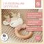 Bieco Baby Ringrassel | Hirsch Ø 10 cm | Länge 17 cm | Rassel Spielzeug mit Holzring | sensorisches Spielzeug | Babyspielzeug 0-6 Monate | Stoffrassel |