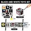 Jiosdo Baby Spielzeug 0-3 Monate, Kontrast Spielzeug Baby Stoffbuch Knistertuch Würfel, Kontrastbuch Schwarz Weiß, Black & White Kinderwagen Spielzeug Geschenksets Babyspielzeug 0 3 6 12 Monate(3PCS)