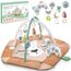 Nukido Spielbogen Baby Interaktiv - 5in1 Krabbeldecke Spielmatte - Krabbelmatte Laufstall Babynestchen für Neugeborene mit Bauchzeit-Kissen - 2 Bögen mit 7 Sensorik-Spielzeugen - Braun