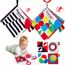 hahaland Kontrastkarten Baby Spielzeug 0 3 6 Monate, Schwarz Weiß Kontrasten Baby Buch für Neugeborene, Soft Bilderbuch Stoffbuch mit Spiegel, Kinderwagen Visuelle Stimulieren Babybuch Geschenk 2PCS