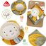Fehn Stoffbuch Schaf – Buggybuch aus Stoff – Babyspielzeug Buch mit Quietsche, Raschelpapier und Spiegel – Babybuch mit Befestigungsschnüre – Fühlbuch für Babys und Kleinkinder ab 0+ Monaten