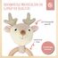 Bieco Holz Greifling Baby Rassel | Ø 10cm, Länge 17cm | Niedliche Reh Babyrassel Baumwolle mit Holz Ring | Baby Greifling Rassel für Junge & Mädchen | Greifling mit Reh Stoffrassel | Greifringe Baby