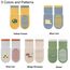 Exemaba Baby Antirutsch Socken 5 Paar Kleinkinder Tiermotive ABS Rutschfeste Sneaker Socken(Beige Dinosaurier,S/6-12M)
