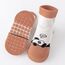Exemaba Baby Antirutsch Socken 5 Paar Kleinkinder Tiermotive ABS Rutschfeste Sneaker Socken(Kaffee Panda,M/1-3Y)