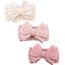 3 Stück Baby Turban Stirnband Baby Mädchen Nylon Stirnbänder Schleife Stirnband Weiche Schleife Kopfbedeckung Elastische Haarbänder für Neugeborene, Kleinkinder (Beige Blush Lichtrosa, eine Größe)