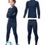 HOPLYNN - Thermal Underwear Set für Kinder Funktionsunterwäsche Skiunterwäsche Jungen Atmungsaktiv Thermal Underwear Warme Fussball Ski Blau XS