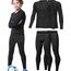 HOPLYNN 2er Pack Thermal Underwear Set für Kinder Funktionsunterwäsche Skiunterwäsche Jungen Atmungsaktiv Thermal Underwear Warme Fussball Ski Schwarz-XS