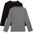 Tommy Hilfiger Jungen 2er Pack Langarmshirts Crew Neck aus Baumwolle, Mehrfarbig (Medium Grey Ht/Black), 6-7 Jahre