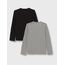 Tommy Hilfiger Jungen 2er Pack Langarmshirt Baumwolle, Mehrfarbig (Light Grey Ht / Black), 8-10 Jahre