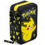 Clondo 3-Fach Federmäppchen für Pokemon Fan – 45-teilig, komplett gefüllt – mit 2 löschbaren Gelstiften, Schere, Kleber, Buntstiften – Schwarz und Gelb – ideal für Schule & als Geschenk
