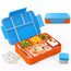 SWVIODMT Brotdose Kinder mit Fächern 1330 ml Bento Box mit 6 Fächern Besteckset - Auslaufsichere Lunchbox für Kinder - Perfekt für Garten, Schule - Cyanblau