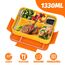 SWVIODMT Brotdose Kinder mit Fächern - 1330 ml Fassungsvermögen, auslaufsichere Bento-Box für Kinder, mit 5 Fächern, perfekt für Mädchen und Jungen - ideal für Schule und Kindergarten (Orange)