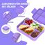 SWVIODMT Brotdose Kinder mit Fächern, 1300 ml Lunchbox für Kinder, Bento Box mit 5 Fächern Besteckset, auslaufsichere Lunchbox für Kindergarten, Schule, Picknick, Ausflüge (Lila)