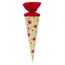 goldbuch 93 011 Geschwistertüte lekker + anders, Schultüte aus Lackarton mit Punktemuster, Geschenkverpackung mit rotem Filzverschluss (ohne Verschlussband), Zuckertüte rund, Länge 35 cm, Ø 11,5 cm