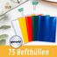 perfect line 75 Hefthüllen DIN-A4, 5 Farben, Heftumschlag transparent genarbt, Heftschoner aus recyclebarem PP, dokumentenecht (3 Sets á 25 Stk.)