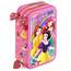 Clondo Mädchen Federmäppchen 3-Fach gefüllt, Für Disney Prinzessinnen Fan, 45-TLG., Rosa, Radierbare Gelstifte, Filzstifte, Buntstifte, Schere, Kleber, Mit Reißverschlussfächern