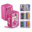 Clondo 3-Fach Federmäppchen für Barbie Fan – 45-teilig, komplett gefüllt – mit Schere, Kleber, Buntstiften, Filzstifte – Rosa – ideal für Schule & als Geschenk Mädchen