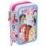 Clondo Mädchen 3-Fach Federmäppchen für Disney Prinzessinnen Fans – 44-teilig, komplett gefüllt – mit Schere, Lineal, Buntstiften – Rosa & Lila – Ideal für Schule & als Geschenk