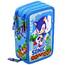 Clondo Federmäppchen Kinder, für Sonic Fan, 45 Schulzubehör, 3 Reißverschlüsse, organisierte Fächer, Buntstifte, Filzstifte, Kleber, Schere, Jungen