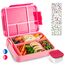 PUWOWYE Brotdose Kinder mit Fächern, Bento Box Kinder, 1330 ml Auslaufsicher Lunchbox Kinder, Brotbox für Mädchen & Jungen, geeignet für Schule, Kindergarten & Ausflüge BPA frei, Rosa
