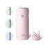 BOTTLE BOTTLE Edelstahl Trinkflasche mit Strohhalm 500ml, auslaufsichere Sportwasserflasche, ideal für Schule, Büro, Wandern und Ausflüge, BPA-frei (Pink)