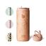 bottlebottle Edelstahl Trinkflasche mit Strohhalm 500ml, auslaufsichere Sportwasserflasche, ideal für Schule, Büro, Wandern und Ausflüge, BPA-frei (Gelbe Blumen)