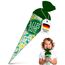 itenga Geschwisterschultüte 35cm Tiere Tiermuster Geschenkverpackung Schultüte Zuckertüte Filzverschluss Kinder Erwachsene (Dinos mit Text Alles Gute)