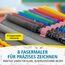 itenga Schüler-Etui 28 teilig gefüllt 1-Zipper Federmäppchen für Jungen und Mädchen (Regenbogen Wasserfarben)