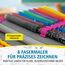 itenga Schüler-Etui 28 teilig gefüllt 1-Zipper Federmäppchen für Jungen und Mädchen (Sterne)
