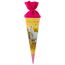 goldbuch 93 117 Geschwistertüte Chiara, Schultüte mit Pferde-Motiv, Lackkarton, Geschenkverpackung mit pinkem Filzverschluss (ohne Verschlussband), Zuckertüte rund, Länge 35 cm, Ø 11,5 cm, Gelb