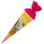 goldbuch 93 117 Geschwistertüte Chiara, Schultüte mit Pferde-Motiv, Lackkarton, Geschenkverpackung mit pinkem Filzverschluss (ohne Verschlussband), Zuckertüte rund, Länge 35 cm, Ø 11,5 cm, Gelb