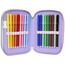Federmäppchen 3-Fach – 44-teilig gefüllt – für Stitch und Angel Fan – mit Filzstiften, Buntstiften, Lineal – Viola – Schulmäppchen Mädchen & Geschenk für Kinder