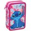 3-Fach Federmäppchen für Stitch Fan – 44-teilig, komplett gefüllt, inklusive Stifte, Bleistifte, Filzstifte, Buntstifte, Scheren – Grundschule und Geschenk – Offizielles Gadget für Kinder