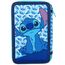 3-Fach Federmäppchen für Stitch Fan – 44-teilig, komplett gefüllt, inklusive Stifte, Bleistifte, Filzstifte, Buntstifte, Scheren – Grundschule und Geschenk – Offizielles Gadget für Kinder