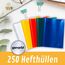 perfect line - 250 Hefthüllen DIN A5, 5 Farben - Heftumschlag transparent genarbt - Heftschoner aus recyclebarem PP, Dokumentenecht (10 Sets (10 x 25 Stk.)