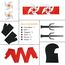 Aomig Ninja Kostüm Set für Kinder - 13-Teiliges Kinderkostüm, Anzug für Jungen und Mädchen, Zubehör für Halloween, Verkleidung, Karneval, Party, Cosplay - Rot Schwarz