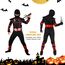 Aomig Ninja Kostüm Set für Kinder - 13-Teiliges Kinderkostüm, Anzug für Jungen und Mädchen, Zubehör für Halloween, Verkleidung, Karneval, Party, Cosplay - Rot Schwarz