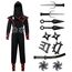 Spooktacular Creations Jungen Ninja Kostüm für Kinder mit Ninja Dolchen und Wurfsternen, Halloween Dress Up Party Karneval
