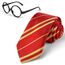 Aomig Zauberer Krawatte Brille Kostüm für Jungen Mädchen, Cosplay Krawatte Runden Brille für Kinder Cosplay Fasching Karneval Halloween Party Kostüme Accessoires Set (Rot + Brille)